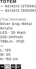 Lustra LED suspendata liniara design decorativ 2700K TOTEM