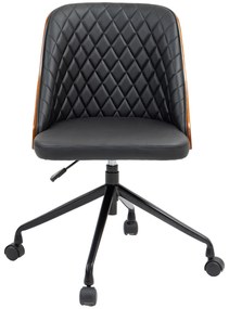 Scaun de birou Vinsetto, Scaun de birou, Scaun rotativ acasă, Scaun de birou reglabil ergonomic cu roți pivotante 360°, Spumă PU Negru 48,5 x 54,5 x 81-87 cm | Aosom Romania
