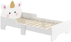 ZONEKIZ Pat pentru copii pat de copii design unicorn 3-6 ani somier cu șipci inclus capacitate de încărcare 80 kg 143 x 74 x 67 cm roz | Aosom Romania