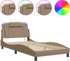 vidaXL Cadru de pat, Viana, cu LED fără saltea, cappuccino, 100x200 cm