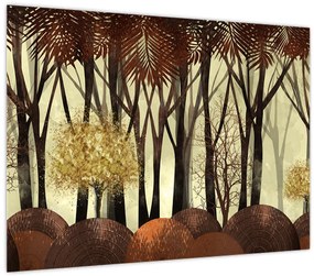 Tablou pe sticlă - Pădure decorativă (70x50 cm)