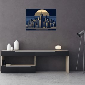 Tablou pe sticlă – Oraș geometric (70x50 cm)