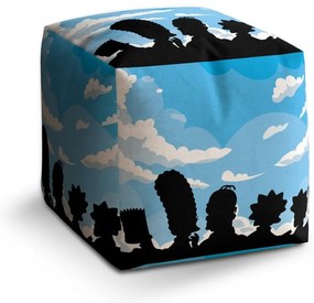 Taburet Cube Cartoon 2, albastru / negru