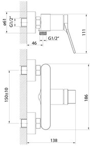 Baterie de duș Aqualine BOLERO crom lucios