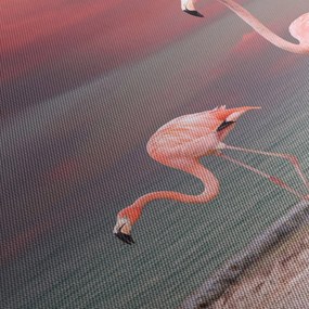 Tablou - Flamingo (cu ceas) (90x30 cm)