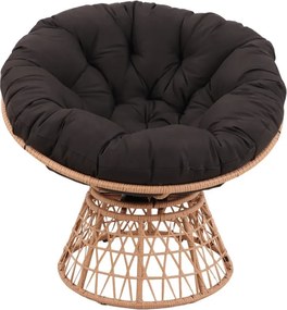 Scaun din ratan PE, rotativ 360 grade, perna neagra– Relaxare premium pentru grădina ta