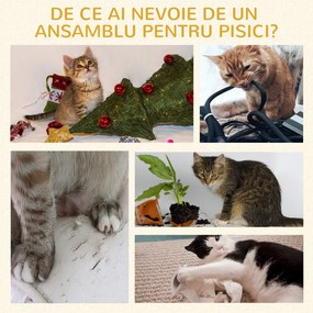 PawHut Turn Interior pentru Pisici, Stâlp Zgâriat, Jucărie Minge, Gri | Aosom Romania