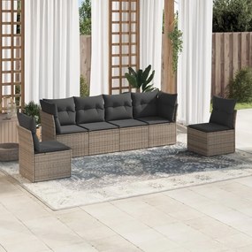 vidaXL Set mobilier grădină cu perne, 6 piese, gri, poliratan