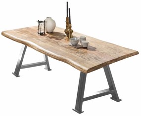 Masa dreptunghiulara cu blat din lemn de mango Tables&amp;Co 200x100x76 cm maro/argintiu