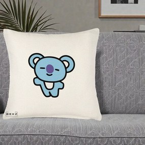 Perna Personalizata BT21 Koya Kawaii, 40x40 cm, Crem Reliefat, Husa Detasabila, Perna Inclusa, BEKZ®