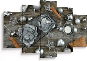 Tablou - decorațiuni argintii de Crăciun (150x105 cm)
