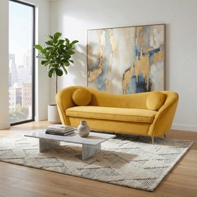 Canapea cu 3 locuri de design, ţesătură Velvet galbenă/gold crom auriu, EZIO TYP 3