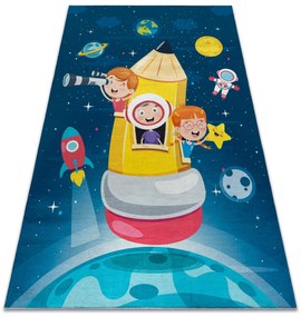 BAMBINO 42810 covor lavabil Rachetă, planete pentru copii anti-alunecare - albastru / maro
