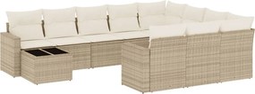 vidaXL Set canapele de grădină cu perne, 11 piese, bej, poliratan