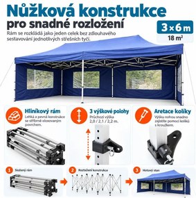Cort de petrecere în grădină 3 x 6 PROFI - foarfecă-albastru