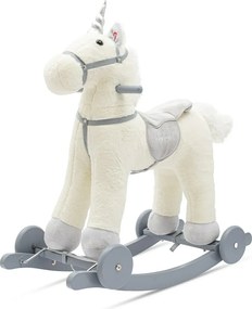 Baby Mix Jucărie balansoar cu melodie și roți Unicorn alb, 64 x 35 x 60 cm