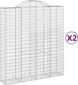 vidaXL Coșuri gabion arcuite, 2 buc, 200x50x220/240cm, fier galvanizat