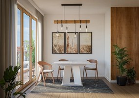 Masă de sufragerie Mulnu (gri deschis + Alb) (pentru 4 până la 6 persoane). 1055226