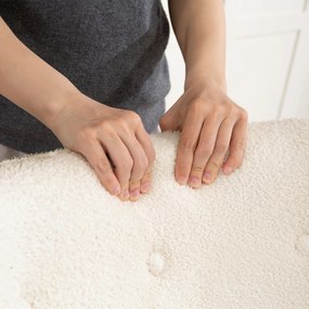 HOMCOM Scaun de living din material bouclé, scaun capitonat și umplut cu picioare din lemn, 71 x 74 x 96 cm, bej | Aosom Romania