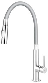 Baterie de chiuvetă cu pipă flexibilă FERRO crom lucios/gri