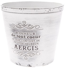 Recipient plastic de ghiveci Mercis, alb, 17x 15,5 cm