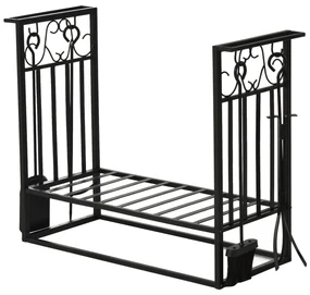 HOMCOM Suport lemne 4 scule din otel Max. 100kg negru | Aosom Romania