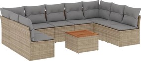 vidaXL Set canapele de grădină cu perne, 10 piese, bej, poliratan
