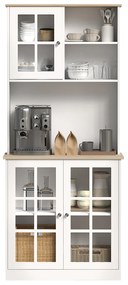 Homcom Bufet Modern din Lemn MDF cu Vitrine, Spațiu Depozitare, pentru Sufragerie și Bucătărie, 80x37x183 cm, Alb | Aosom Romania