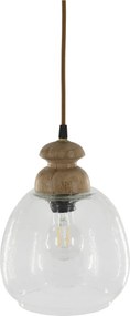 Lustra din sticla si lemn de mango, H25/D16cm, 40W