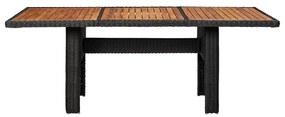 Set mobilier de exterior, 11 piese, negru, poliratan