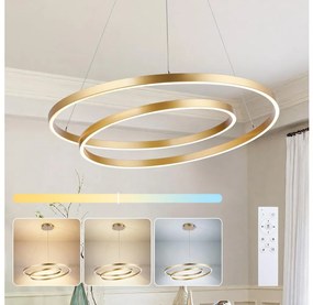 Brilagi-LED Lustră reglabilă pe cablu TWISTER LED/75W/230V Ø 70 cm auriu + telecomandă