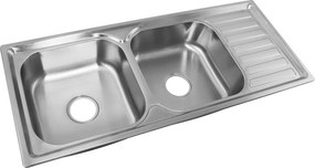 Chiuvetă din oţel inoxidabil cu sifon, 105x45, DUPLO
