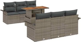 vidaXL Set de canapele pentru grădină 7 pcs Gri Rattan poli