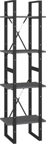 vidaXL Bibliotecă cu 4 rafturi, gri, 40x30x140 cm, lemn masiv de pin