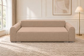 Canapea extensibilă Fiorella din boucle, cappuccino, cu ladă de depozitare