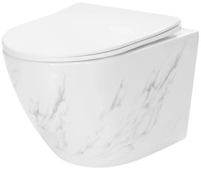 Vas WC suspendabil Carlos Nature Marble Alb cu model, Rea