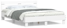 3207420 vidaXL Cadru de pat cu tăblie, alb, 140x200 cm, lemn prelucrat