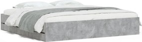 vidaXL Cadru de pat cu sertare, gri beton, 160x200 cm, lemn prelucrat