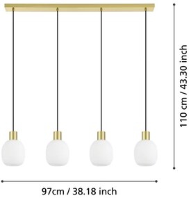 Lustră pe cablu MANZANARES 4xE27/40W/230V Eglo 900306