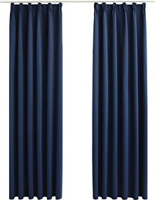 vidaXL Draperii opace cu cârlige, 2 buc., albastru, 140 x 245 cm