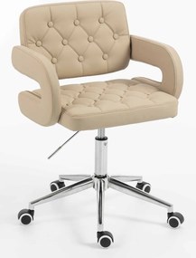 HR8403K Scaun Crem Piele Ecologica Premium Soft cu Bază Cromata