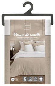 Lenjerie de pat albă-bej din bumbac pentru pat dublu, extinsă 240x220 cm Gabrielle – douceur d'intérieur