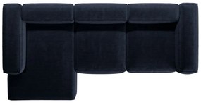 Colțar albastru închis cu tapițerie din catifea reiată (cu colț pe partea stângă/cu șezlong) Bergamo – Cosmopolitan Design