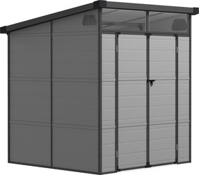 Outsunny Șopron pentru Grădină din Plastic cu Ferestre și Orificii de Ventilație, 190x191x215 cm, Gri Deschis | Aosom Romania