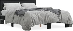 vidaXL Cadru de pat, negru, 140x190 cm, lemn prelucrat și metal