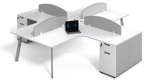 Birou operational , statie de lucru cu 4 posturi si dulapuri integrate  ,design modern și elegant ,calitate premium , dimensiuni 2800*2800*750