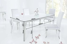 Masa Dining Eleganta, Sticla, Alb, Modern Barock 180cm