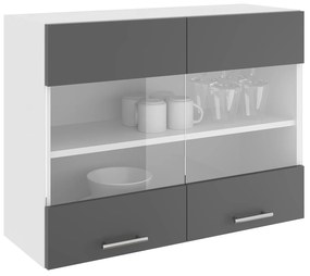 Corp Superior Karo, 2 Usi, cu sticla, Antracit/Alb, 80 x 30 x 60 cm