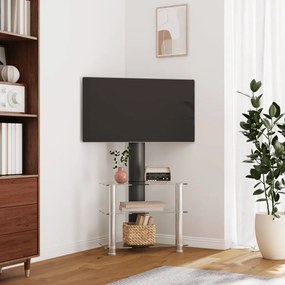 358174 vidaXL Suport TV de colț 3 niveluri pentru 32-70 inchi, negru/argintiu