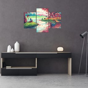 Tablou - Acuarelă, Golf într-un sat de munte (90x60 cm)